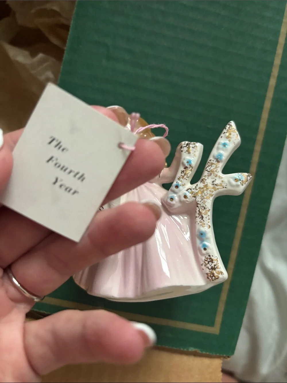 Josef Original Pink Ceramic Angel Figurine NWT age 4 birthday angel